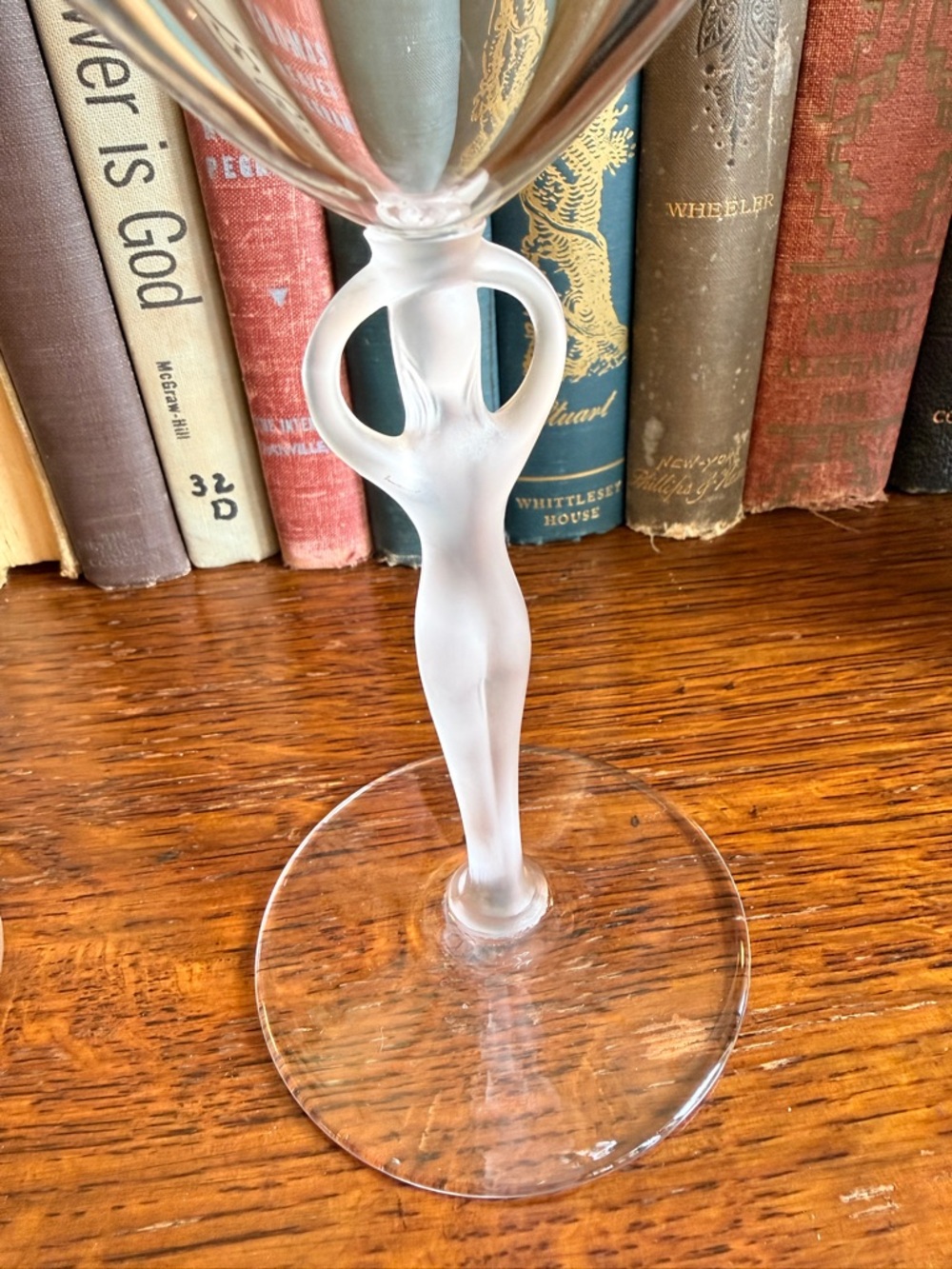 Vintage French Bayrel Crystal Martini Coupes with Frosted Nude Stem- Pair - Picture 10 of 16